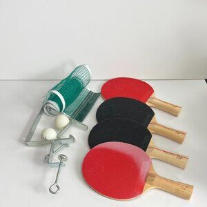 EastPoint Portable Table Tennis Net and Post Set for Ping Pong Table 4 Paddles